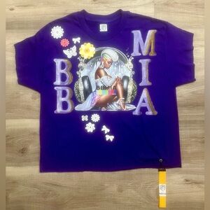BBBMIA Couture Purple Graphic Short Sleeve Tee Sz L